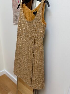Donna Karan Gold Sequin Tweed Dress